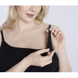 Motherhood Maternity Women's Clip Down Nursing Tank Top Cami with Adjustable Straps for Breastfeeding, Black, Large