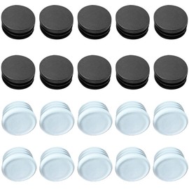 20 Pcs Round Plastic Plugs, Black and White Tube Inner End Caps, 30mm Cover for Furniture Chair Desk Leg Tables Foot, Pipe