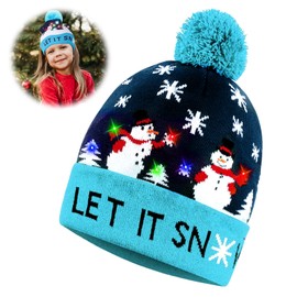 Mecctuck Children's Christmas Hat with LED Light, Santa Hat, Hat with LED, Santa Hat, LED Hat Children, Christmas Hat, Christmas Hat, One Size for Adults and Children