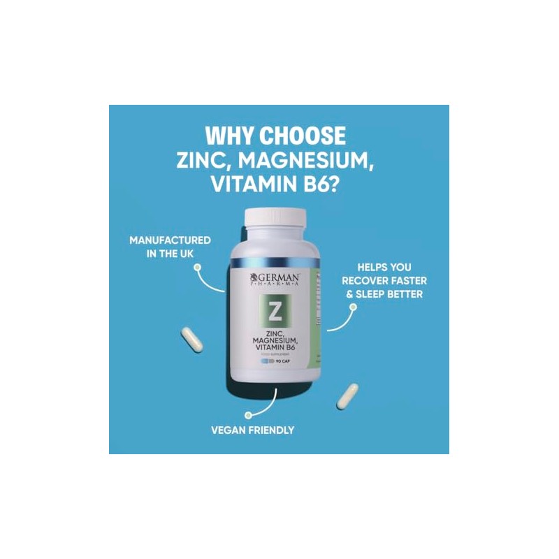 Zinc, Magnesium and Vitamin B6 – 90 Vegetarian Capsules –
