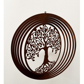 Wind Chime Spiral Tree of Life 21 cm Tree Filigree Garden Decoration Rust Decoration Metal Hanger Window Decoration Balcony Patio Garden Gift