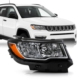 AKKON - Fits 2017-2022 Jeep Compass Halogen OE Black Style Headlights - Pair Housing