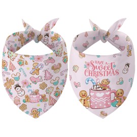 Pink Gingerbread Christmas Dog Bandanas Candy Cane Gingerbread Man Christmas Dog Scarf New Year Winter Xmas Decor Dog Christmas Decorations for Home Party