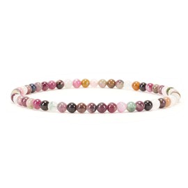 Cherry Tree Collection - Small, Medium, Large Sizes - Gemstone Beaded Bracelets For Women and Men - 4mm Round Beads (Tourmaline, Small)