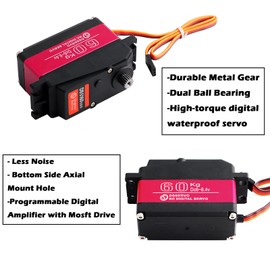Wishiot DS5160SSG 60kg Servo Motor 180 Degree RC Car Digital Servo Large Torque High Speed Waterproof Servo Metal Gear with 18T Aluminum Servo Arm for Crawler Baja Cars Robotics DIY Projects