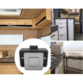 5PCS Cabinet Latch Lock Keyless Push Button Drawer Knob for RV Camper Yacht Boat Motorhome Chrome