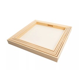 Creative Hobbies Wooden Nested Serving Trays - Set of 5 Unfinished Square Trays with Handles