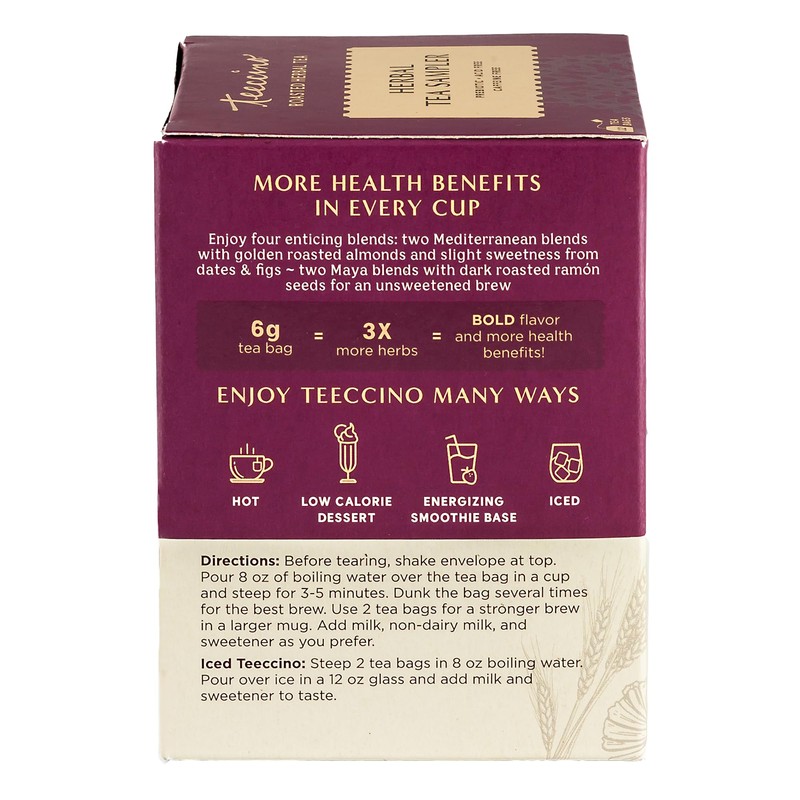 Teeccino Herbal Tea Sampler Assortment - 12 Tea Bags -