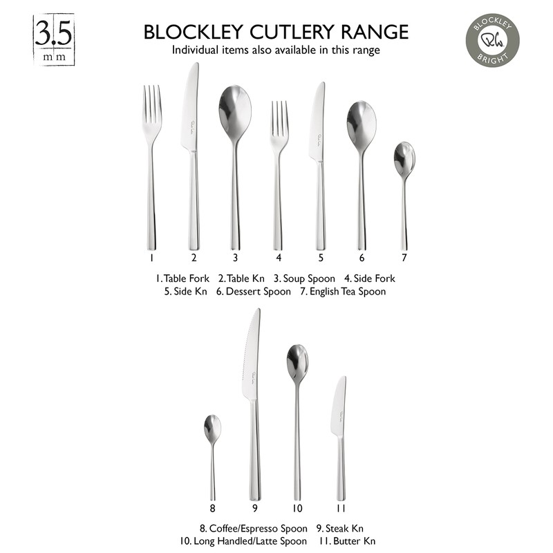 Robert Welch Blockley Bright Long Handled Spoon, Set of 4.