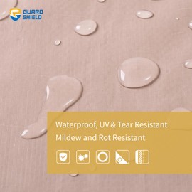 GUARD SHIELD Camping Tarp Waterproof Tan/Silver 12x20 Feet Multi Purpose Rain Tarps Tent Cover Ourdoor 8mil