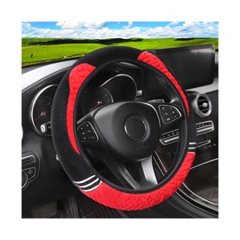 Osilly 15 Inch Car Plush Steering Wheel Cover for Winter Warm, Anti-Slip Automotive Steering Wheel Protector Interior Decoration for Women Man, Universal for Vehicle SUV Truck RV and More (Gray)