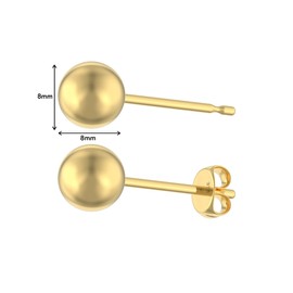 Aeon Jewellery Gold Ball Stud Earrings - 8mm 9 Carat Yellow Gold | Simple Timeless Design | Gift Box & Polishing Cloth Included | Gifts for Women