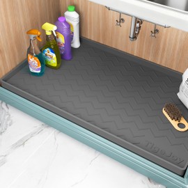 TigeJoy 19" x 19" Under Sink Mats for Kitchen Waterproof, Leak-Proof Silicone Mat Sink Protector and Cabinet Liner, Kitchen Essentials Organizer and Storage, Boot or Shoe Tray, Pet Feeding Mat