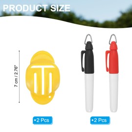 PATIKIL Golf Ball Line Marker Tool, 1 Set Golf Ball Alignment Marking Tool Golf Ball Liner with Line Marker Stencil for Putting Ball Markers with 2 Color Marker Pens, Yellow