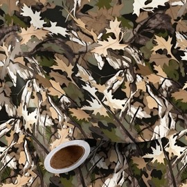 RUSPEPA Woodland Camo Wrapping Paper Roll for Men, Mini Roll, Hunting Forest Camouflage Design Gift Wrap Paper Perfect for Birthday, Military-Themed Party, Veterans Day, Outdoor, 17 Inches x 16.4 Feet