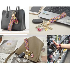 Sliimagetu Wristlet Keychain with Initial Letter Colourful Braided Cute Wrist Lanyards Strap for Keys Wallet Handbag Phone (T)