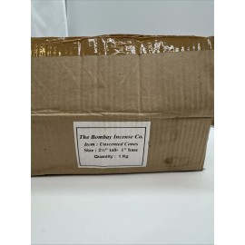 The Bombay Incense Co Incense The Bombay Incense Co. Uncented Cones 2/12 Tall 1”Base 1Kg Each Box.