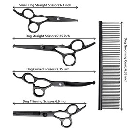 SCEDREAM Dog Grooming Scissors Kit with Safety Round Tips, Professional 6 in 1 Grooming Scissors for Dog, Cats, Pets, 4CR Stainless Steel, Sharp and Durable