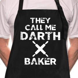 Rosoz Funny BBQ Black Adjustable Kitchen Cooking Chef Aprons for Men…, They Call Me Darth Baker, One Size