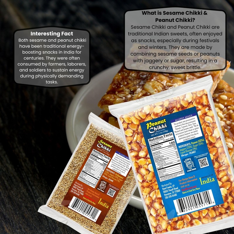 Rani Peanut & Sesame Chikki (Brittle Candy) 100g (3.5oz) x