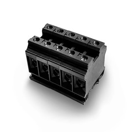 Dinkle DK35N-BK Black Block DIN Rail Terminal Block Screw Type UL 600V 150A 1/0-12AWG, Pack of 5