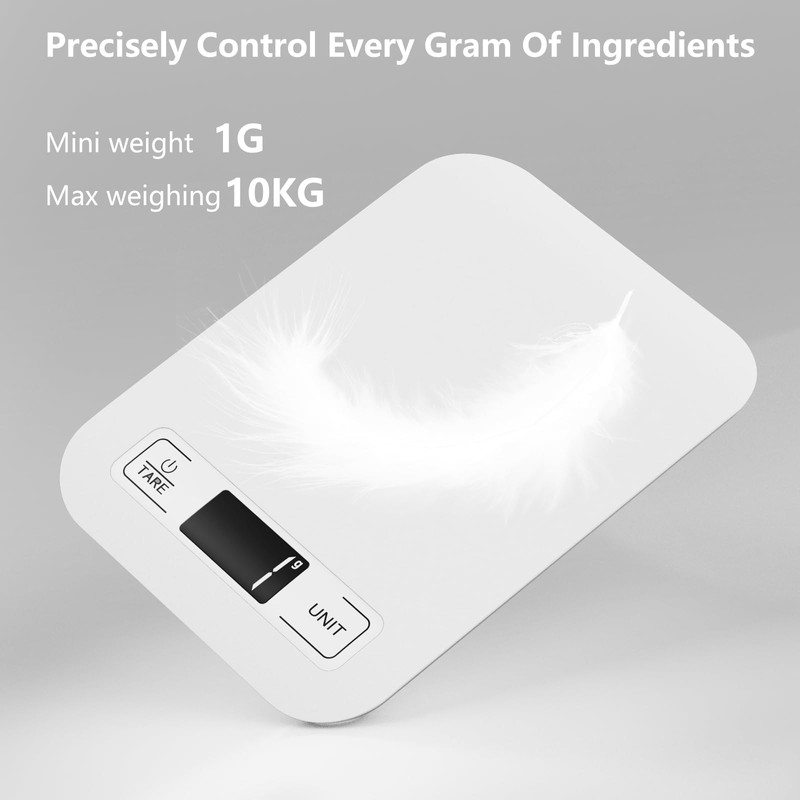 GeeRic Digital Food Scale,Kitchen Scale 22lb/10kg Capacity, 6 Units with