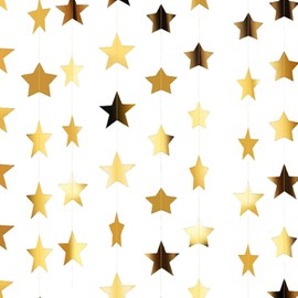 Tabanzel Sparkling Reflective Star Garland Decoration -Star Paper Bunting Banner Party Hanging Ribbon Decorations for Wedding Baby Showers Birthday Christmas Holiday Home Decor