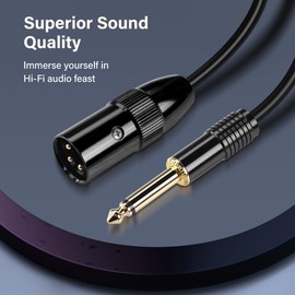 PNGKNYOCN 1/4 TS to XLR Cable, 2 m 1/4 Inch (6.35 mm) Mono Male to XLR 3 Pin Male Unbalanced Microphone Cable (1/4 Inch TS, 2M)