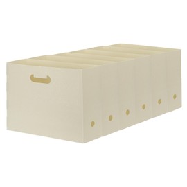 PATIKIL Foldable Scrapbook Paper Holder, 6 Pcs 10 x 12 Inch Scrapbook Paper Storage Organizer Plastic File Organizer for Scrapbook Paper Kraft Paper Cardstock Magazines Home Office, Beige