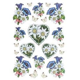 Ideen mit Herz Sticker sheet 3D relief stickers, high-quality embossed with 3D effect, DIN A4 sheet with different motifs (Edelweiss 05)