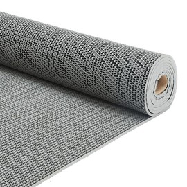 PVC Drainage Floor Mat 3x10Ft, Non-Slip 0.22'' Thick Heavy Duty Mesh Hole Pool Mat, Commercial PVC Mesh Hollow Mats, Outdoor Indoor Rug for Bathroom Patio Bath Shower Wet Area (Grey)