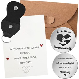 Xinfin A Small Hug Lucky Charm with Bag, Encouragement Motivational Gifts, Graduation Certificate Gifts, Good Graduation Gifts for Girlfriend, Children, Colleagues, Wife, Stainless Steel