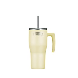 Thermos REFRESHING SERIES Insulated Drinking Cup 0.85 L Vanilla Matt Tumbler with Straw and Handle for Travel, Work or Home, Tasteless Double-Walled Stainless Steel