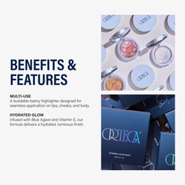 ORTEGA Beauty Glow Balm Face By Etienne Ortega - Makeup Cream Blush for Cheeks, Lips and Body – Infused with Blue Agave and Vitamin Natural Makeup Skin Care - Hydrated, Lightweight & Blendable