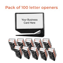 Uncommon Desks Business Card Letter Openers - (100 Pack) (Black) Professional Letter Openers with Business Card Insert, Perfect Promotional Item for Business