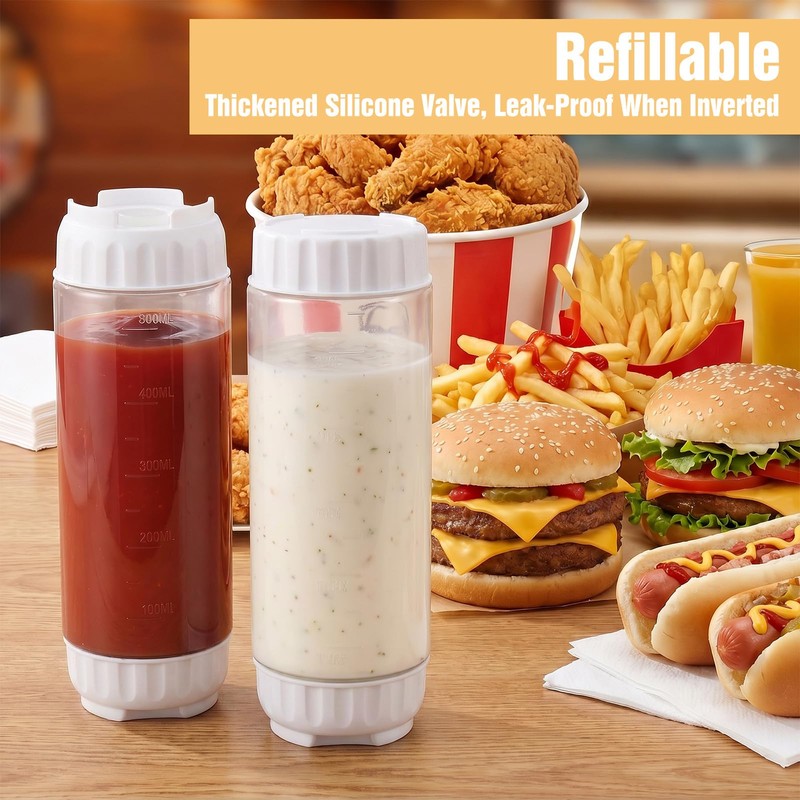 Grevosea 2 Pcs 20 oz Inverted Squeeze Bottles, Refillable Large