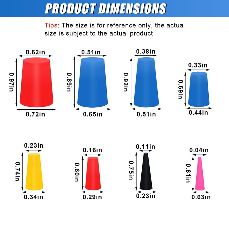 DUSCOKE 42PCS Silicone Tapered Plugs Assortment Kit, 8 Sizes High-Temp