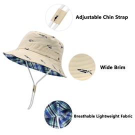 Sarfel Baby Sun Hat Toddler Summer Hats UPF 50+ Baby Bucket Hat Kids Beach Hats for Baby Boys Beige 20.5"(52cm)/2-4 Years