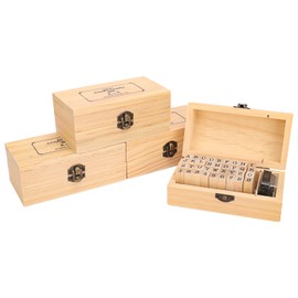 KUKLIPJIM Set of 4 (Total 144 Pcs) Wooden Letter Stamps, Rubber Alphabet Letter Number Stamps, Ultimate Collection for Clay, Craft, Scrapbooking