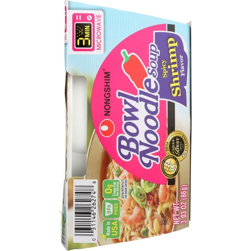 Nongshim Spicy Shrimp Bowl Noodle Soup (3.03 oz., 12 pk.)