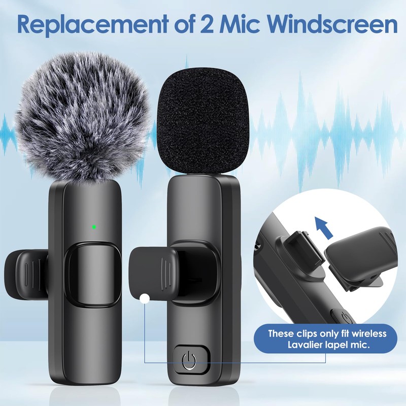 Mini Wireless Furry Windscreen & Foam Cover Set for Lavalier
