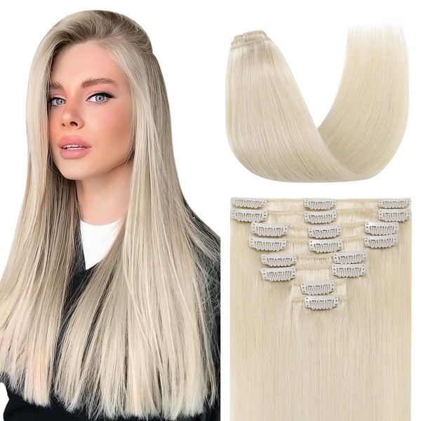 TESS Blonde Real Human Hair Extensions Clip in - 12