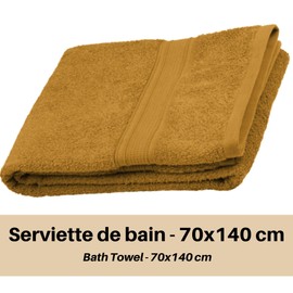 Lovely Casa Bath Towel Size 70 x 140 cm 100% Organic Cotton Curry Colour Lagoon Model Bath Linen Wash 40 cm