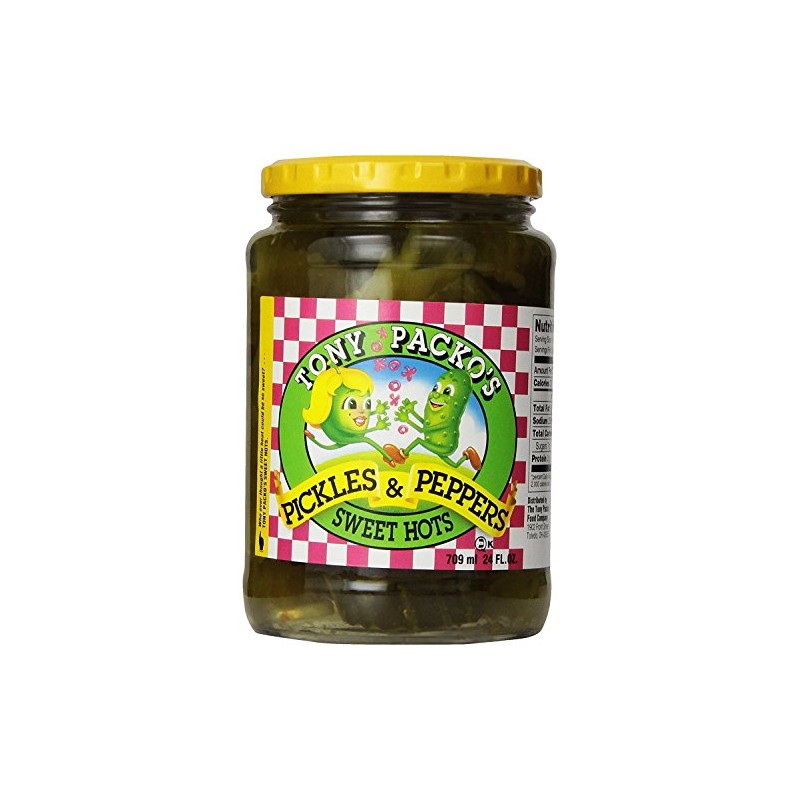 Tony Packos Sweet Hot Pickles and Peppers, 24 Ounce -
