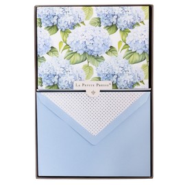 Graphique Hortensia Designer Cards Luxe Collection, Silver Foil Embossed Stationary Boxed Set, 10 Blank Cards with 11 Envelopes, All Occasion Greetings, 5.25" x 3.8"
