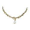 18K Gold Chunky U-Link Chain with Pearl Necklace | Adjustable