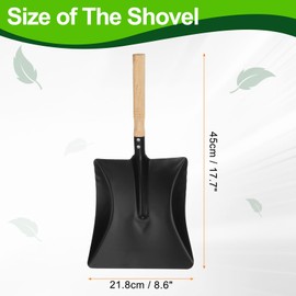 HARFINGTON 2pcs Fireplace Ash Shovel 18" Metal Garden Shovel Dust Pan with Wooden Handle for Wood Stove Coal