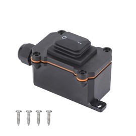 IP65 Waterproof Inline Cord Switch, Outdoor ON/Off Toggle Switch DPST 16A-250V with Green LED Rocker Button with Two Side Entry and Exit Line (One Side, Black)