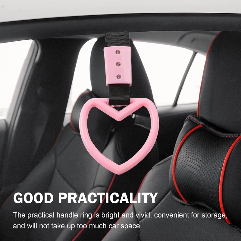 Zikefest 2PCS Heart Shaped Car Handle Straps, Rear Bumper Warning