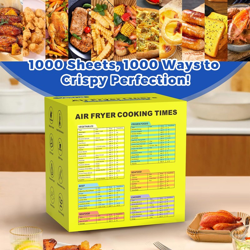 1000 Pcs Air Fryer Paper Liners Value Pack, 8" Square